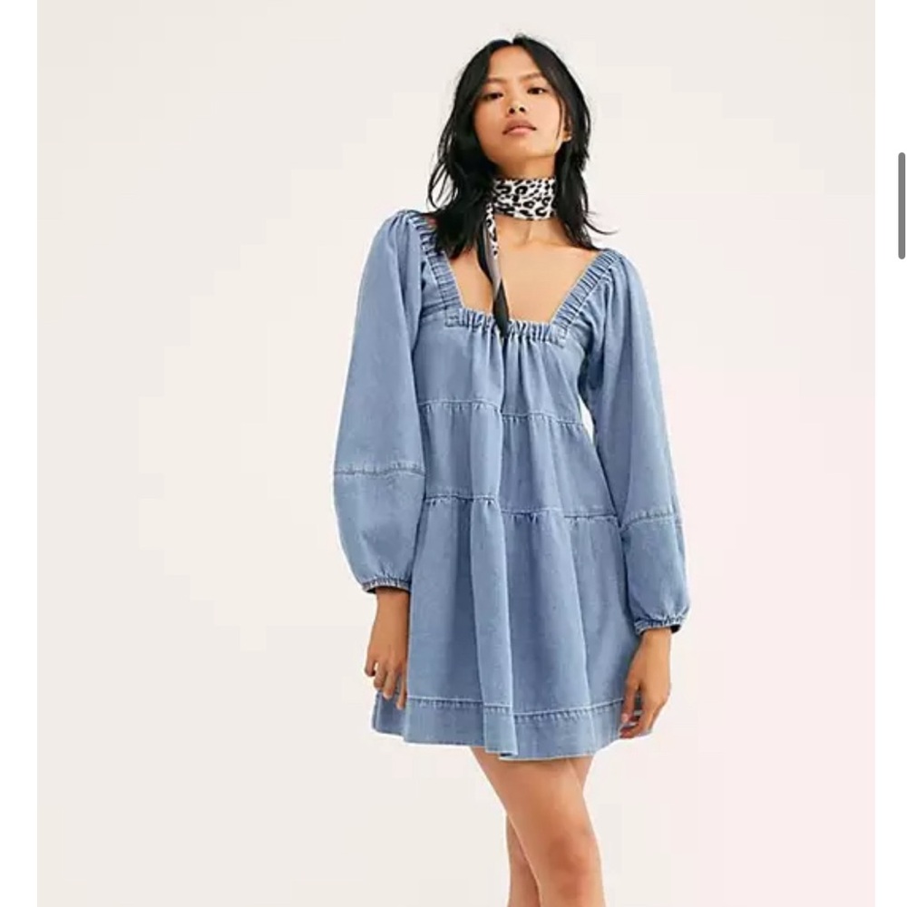Free people babydoll denim dress BLACK small